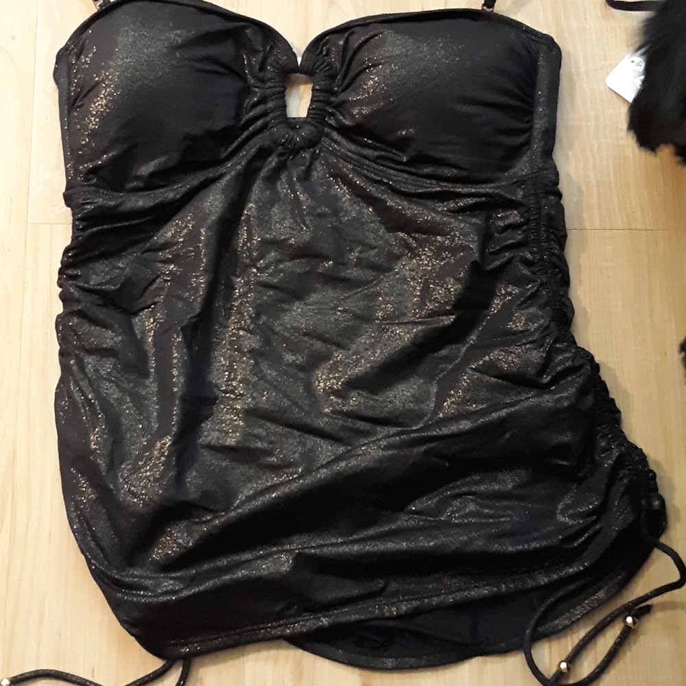 Shimmer black swimsuit top